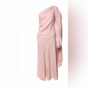 Esteban Cortazar One-Shoulder Light Pink Draped Dress